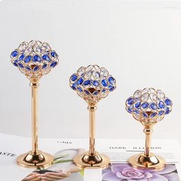 Candle Holders Modern Europe America Metal Holder Blue Crystal Golden Stand Candelabra Wedding Centerpieces Decoration Home Decor