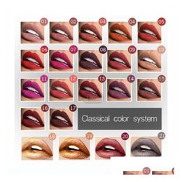 Lipstick Pudaier Matte Lip Gloss 21 Colours Enhance Colour Women Fashion Long Last Natural Metallic Y Nude Moisturise Makeup Lipgloss Dr Dh1Of