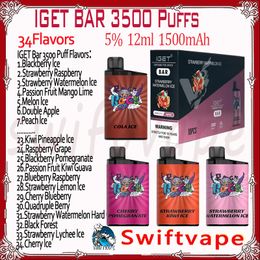 Quality IGET BAR 3500 Puff E Cigarettes Disposable Vapes Pod Device 1500mAh Battery 5% 12ml Cartridge Starter Kit Small Ships Locally In Australia