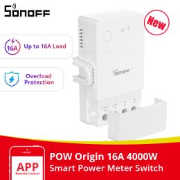 Control SONOFF POW Origin 16A Power Metre Switch Overload Protection Energy Monitoring Smart Wifi Switch Module for Alexa Google Home