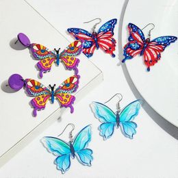 Dangle Earrings Creative Acrylic Multicolor Big Butterfly Drop For Women Girls Cute Animals Insect Pendant Party Jewellery Gifts