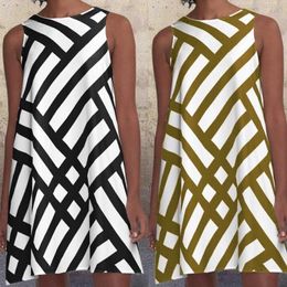 Casual Dresses Women Ruffle Dress Women's Fashion O Neck Sleeveless Pattern Print A-Line Long Sleeve Womens Swing