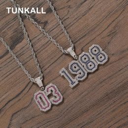 Necklaces Custom Numbers Bling Bling Men's Pendants Mirco Pave Prong Setting Zircon Hip Hop Necklace Jewellery CP32