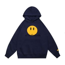 Draw Men's Hoodie Yellow Smiley Face Letters Print Sweatshirt Women's Tshirt Quality Cotton Trend Long Sleeve Hoodies High Street Casual Draw 482