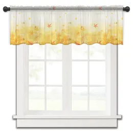 Curtain Autumn Leaves Oil Painting Small Window Tulle Sheer Short Bedroom Living Room Home Decor Voile Drapes