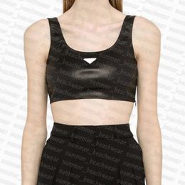 Women Leather Crop Top Metal Badge Cropped Tops Summer Sexy Short Tops Party Fashion Tank Tops
