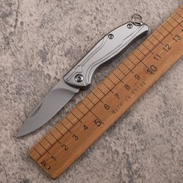 10Pcs New A2278 Small Folding Knife 3Cr13Mov Titanium Coating Drop Point Blade Steel Handle EDC Pocket Keychain knives