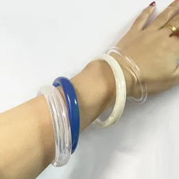 Bangle UJBOX Fashion Wrist Jewelry Gift Blue White Lucite Resin Acrylic Oval Bangles Bracelets For Women