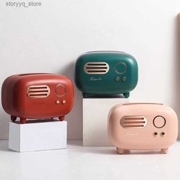 Tissue Boxes Napkins Retro Radio Model Tissue Box Desktop Paper Holder Home Living Room Tissue Box Case Vintage Dispenser Storage Napkin Case Q240222