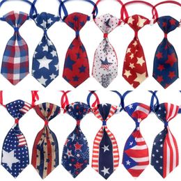 Dog Apparel 50/100pcs Bow Ties Blue Red Collars For Pet Puppy Cat Adjustable Bowtie American Independence Day