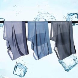 Underpants Summer Men's Ice Silk Underwear Boxer Briefs Seamless Boxers Shorts Ultra Thin Breathable Quick-Drying Panties 3pcs