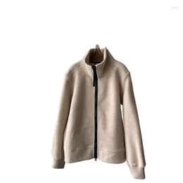 Women's Jackets Cardigan Coat Stand Collar Medium Long Loose Version Of Solid Colour Zipper Design Warm And Comfortable 2024 Autumn Winter