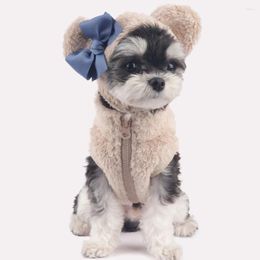 Dog Apparel Autumn And Winter Plush Warm Coat Jacket Cute Hat Bow Dogs Vest Set Designer Clothes Costume