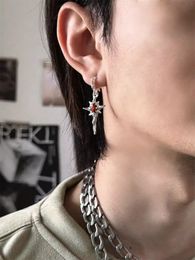 Alien Unique Liquid Red Inlaid Zircon Phoenix Star Earrings For Men Women's Fashion Street Light Luxury Hip-Hop Charm Jewellery