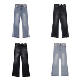 Men's jeans designer Coloured flared jeans men's and women's high street mopping straight leg pants