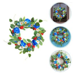 Decorative Flowers Red White Blue Small Daisy Wreath Flower Garland Silk Cloth Artificial Ornament