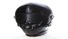 Soft Leather Bondage Hood Mask With Detachable Eyepatch Mouth Gags Plug Headgear BDSM Adults Games Products Sex Toy 3 Colors8780078