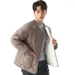 Men's Jackets Ultra Light Down Collarless Autumn Winter Thick Lamb Cashmere Chic High Street Warm Cosy Pockets Overcoat