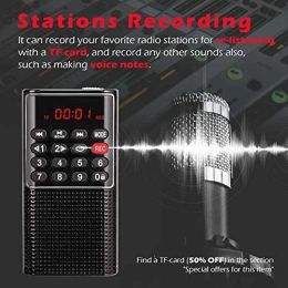 Radio ABGZPocket FM Walkman Radio Portable Battery Radio With Recorder, Lock Key, SD Card Player, Rechargeable Sound Recorder