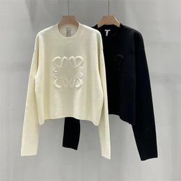 2024 new knit sweater women wool cotton blend autumn relief trendy long-sleeved top high-end slim white pullover coat designer sweatersuit fashion thin knit sweaters