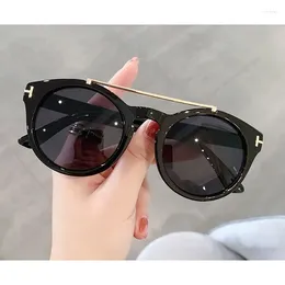 Sunglasses Retro Round Women Rice Nails Double Beam Design Sun Glasses For Female Vintage Anti Glare Driving Shades Lady UV400