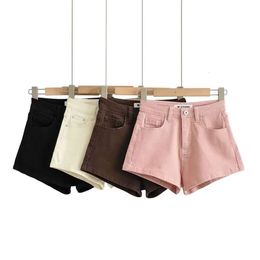 WS9035-21 europeu e americano cintura alta comprimento da perna básico a linha elástica borda rolada shorts jeans calças quentes para mulher