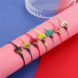 Charm Bracelets YIZIZAI Handmade Cactus Braided For Women Adjustable Rope Bracelet Palm Charms Yoga Anklets Jewelry Christmas Gifts