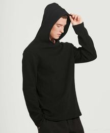 New Men Hooded Hoodies Sports Yoga Thick Fabric Solid Basic Sweatshirts Quality Jogger Texture Pullovers