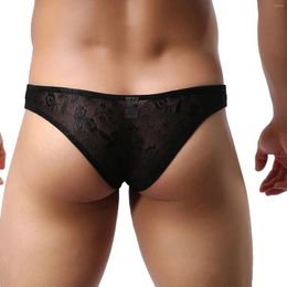 Underpants CLEVER-MENMODE Men's Sexy Lace Underwear Mesh Briefs Bikini Sheer Lingerie Transparent Bulge Pouch Erotic Panties