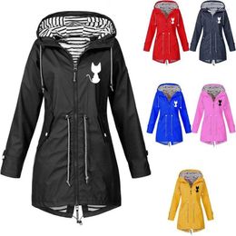 Women's Trench Coats Spring Autumn Women Windbreaker Jacket Zipper Hooded Outwear Fashion Ladies Casual Hip Hop Camping Climbing Female