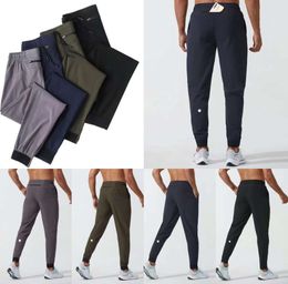 LU womens LL Mens Jogger Long Pants Sport Yoga Outfit Quick Dry Drawstring Gym Pockets Sweatpants Trousers Casual Elastic Waist fitness High Quality45345
