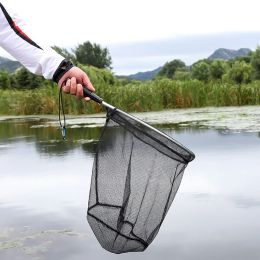 Accessories 1/2pcs Fly Fishing Net Folding Dip Net Outdoor Fishing Rubber Nonslip Aluminium Alloy Pole Handle Large Catching Fish Mesh