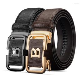 Belts HCDW Belt Male Black Brown Automatic Genuine Leather Elastic For Men Luxury Brand Designer Fashion Golf Trouser Man