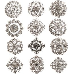 Brooches Brooch Pin Rhinestone Crystal Flower Brooches for Wedding Bridal Party Round Bouquet Diy Rhinestone Accessories Party