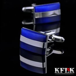 Links KFLK Jewellery 2016 HOT shirt cufflinks for mens Brand cuff buttons Blue cuff links High Quality wedding abotoaduras guests