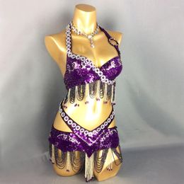 Stage Wear Design Handmade Beaded Belly Dance Costume Bar Belt 2piece/ Set Ladies Costumes Women Dancing