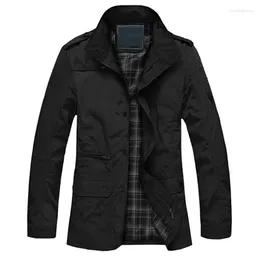 Men's Jackets Spring Autumn Overcoat Solid Casual Men Coat Long Sleeve Turn Down Collar Military Slim 's Jacket 5XL