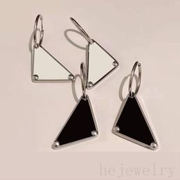 White enamel stud designer earring triangle pendant earings silver plated letter clip on ohrringe casual Jewellery mens luxury dangle hoop earring popular ZB044 B4