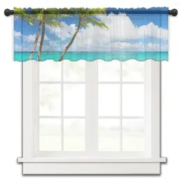 Curtain Coconut Trees By The Sea Small Window Tulle Sheer Short Bedroom Living Room Home Decor Voile Drapes