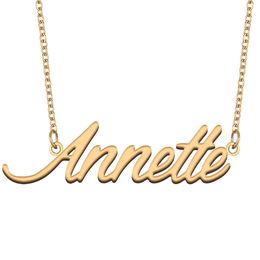 Annette Name Necklace Pendant for Women Girlfriend Gifts Custom Nameplate Children Best Friends Jewellery 18k Gold Plated Stainless Steel