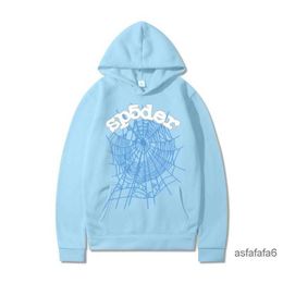 Mens Hoodies Sweatshirts Sky Blue Sp5der Hoodie Men Women 1 Hip Hop Young Thug Spider World Wide 555555 Print Pullover Hoody Light T5G5