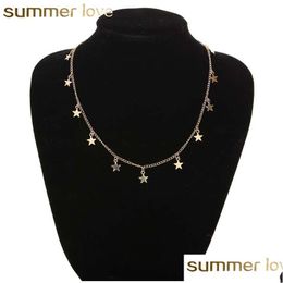 Pendant Necklaces Arrival Beach Style Star Moon Chain Necklace For Women Heart Crystal Choker Necklaces Pendants Jewellery Acc Dhgarden Dhjy5