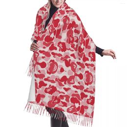 Scarves Fashion Pink Girly Camouflage Tassel Scarf Women Winter Fall Warm Shawls Wraps Lady Camo Pattern Versatile Famale