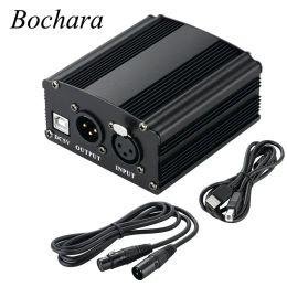 Accessories Bochara 48v Phantom Power Supply with Usb Cable+xlr Male to Female Cable for Condenser Microphone Music Equipment