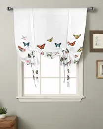 Curtain Butterfly Repeat White Kitchen Short Window Rod Pocket Curtains Home Decor Bedroom Small Roman Tie Up