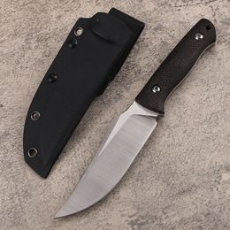 New A2259 High End Straight Knife D2 Satin Straight Point Blade Full Tang Micarta Handle Outdoor Camping Hunting Fishing Fixed Blade Knives with Kydex