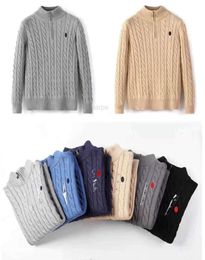 2024 mens Designer Polo Sweater Fleece ralphs Shirts Thick Half Zipper High Neck Warm Pullover Slim Knit Knitting Lauren Jumpers Small horse Brand 9911ess