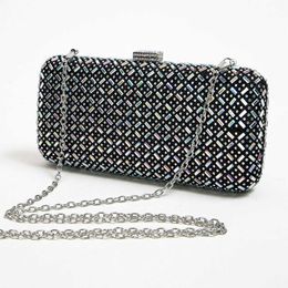 New Banquet Bag Flat Bottom Diamond Sticking Banquet Bag Diamond Sticking Party Chain Handbag Versatile Dress Evening Dress Bag 240222 240222