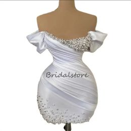 Sexy Pears White Prom Dress 2024 Sheath Mini Short Black Girls Cocktail Dresses Pleated Holiday Graduation Formal Party Wear Special Occasion Evening Dress