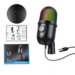 Accessories New Design Usb Gaming Pc Microphone for Streaming Podcasts,rgb Computer Condenser Desktop Mic for Youtube Video